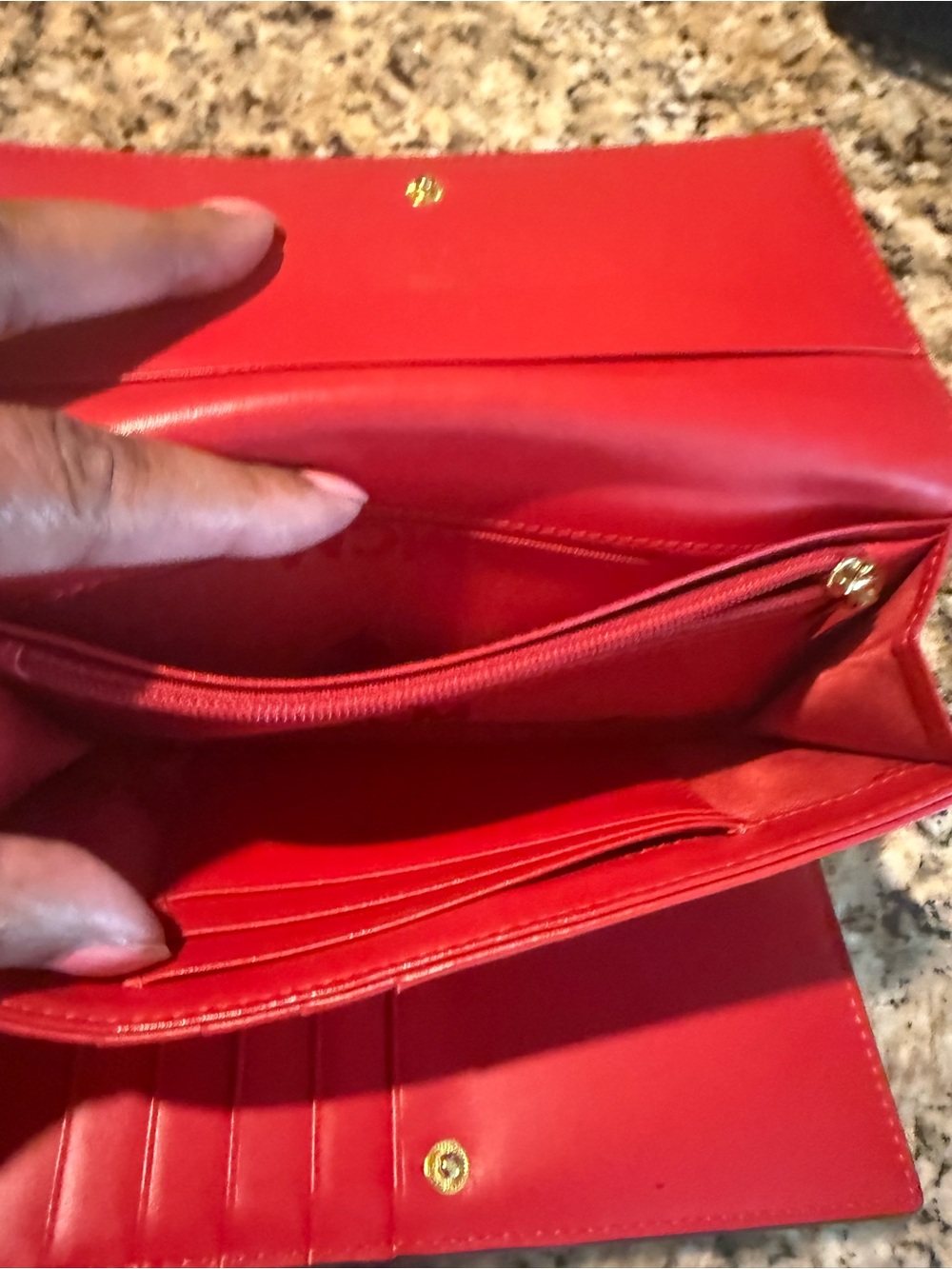 AUTHENTIC MCM Croc-Embossed Red-Orange Leather Wallet - Picture 7 of 13